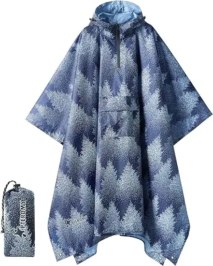 PTEROMY Hooded Rain Poncho for Adult with Pocket - 81qsfvulj1l._ac_sy550_